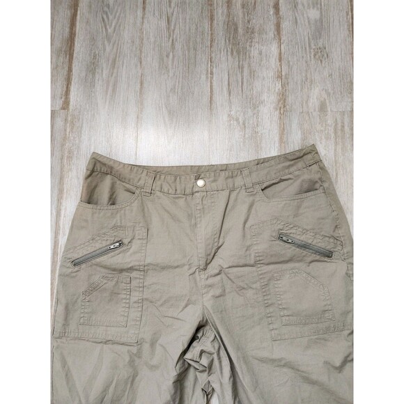 Fashion Bug Khaki Utility Cotton Stretch Capri Pants Adjustable Leg Sz 18W - Picture 2 of 8